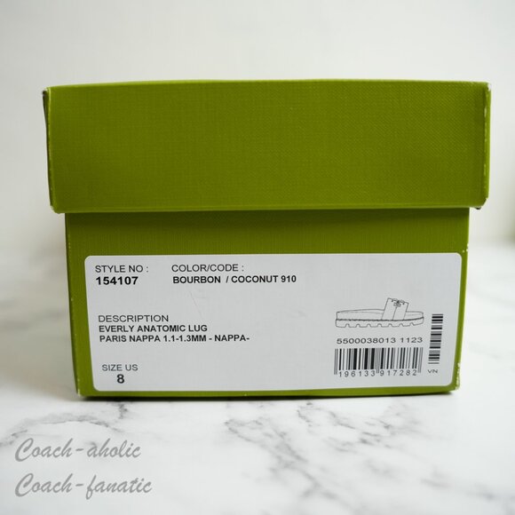 NIB Tory Burch Everly Anatomic Lug Nappa Leather Slide Sandal in Bourbon/Coconut - Picture 9 of 11